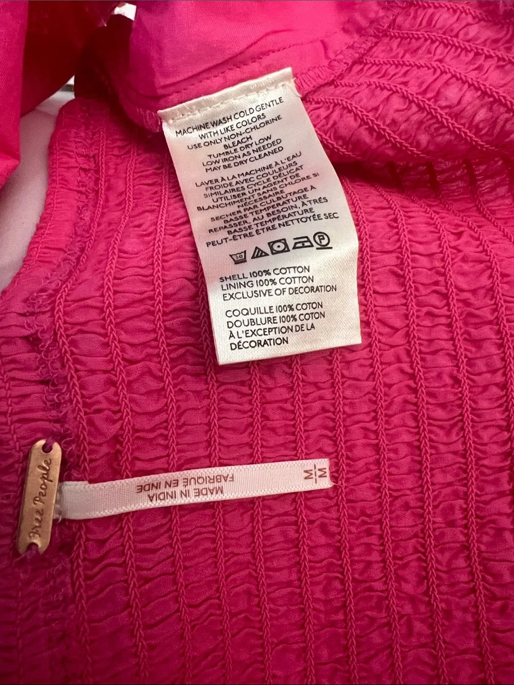 Free People Pink Halter Tank Top with Gold Embroidery